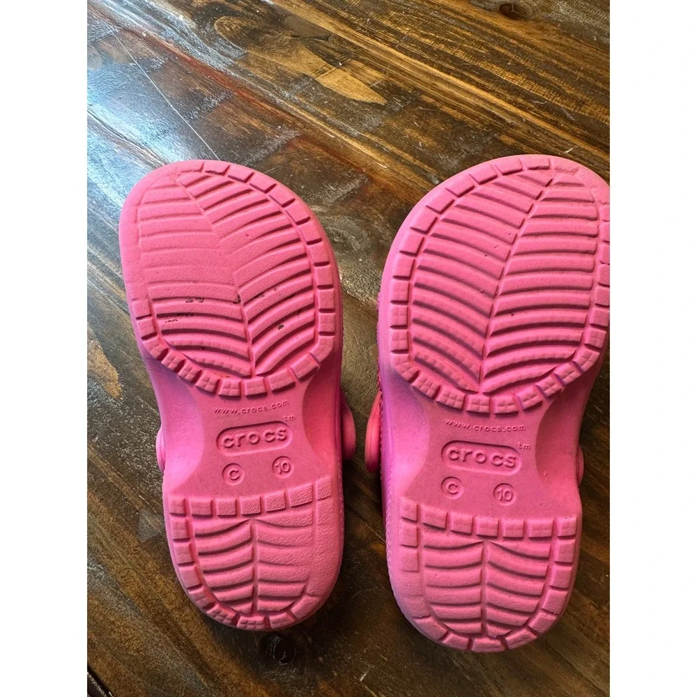 Crocs Baya Clog Kids Electric Pink Rainbow Sun Jibbitz Slip On Shoes C10 Toddler